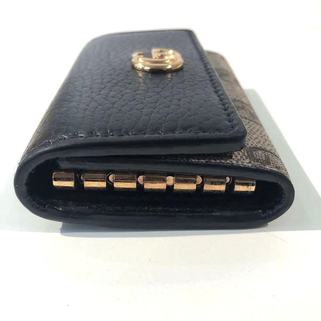 s1675 美品 GUCCI キーケース GG 黒/ベージュ グッチ 箱付き