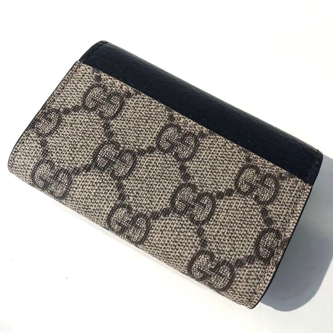 s1675 美品 GUCCI キーケース GG 黒/ベージュ グッチ 箱付き