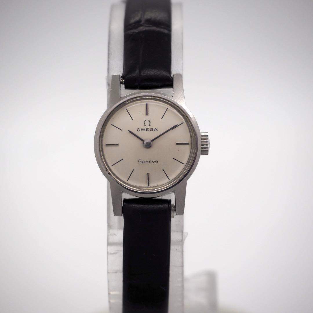 144 OMEGA 時計　Genève 手巻き 新品ベルト レディース　シルバー