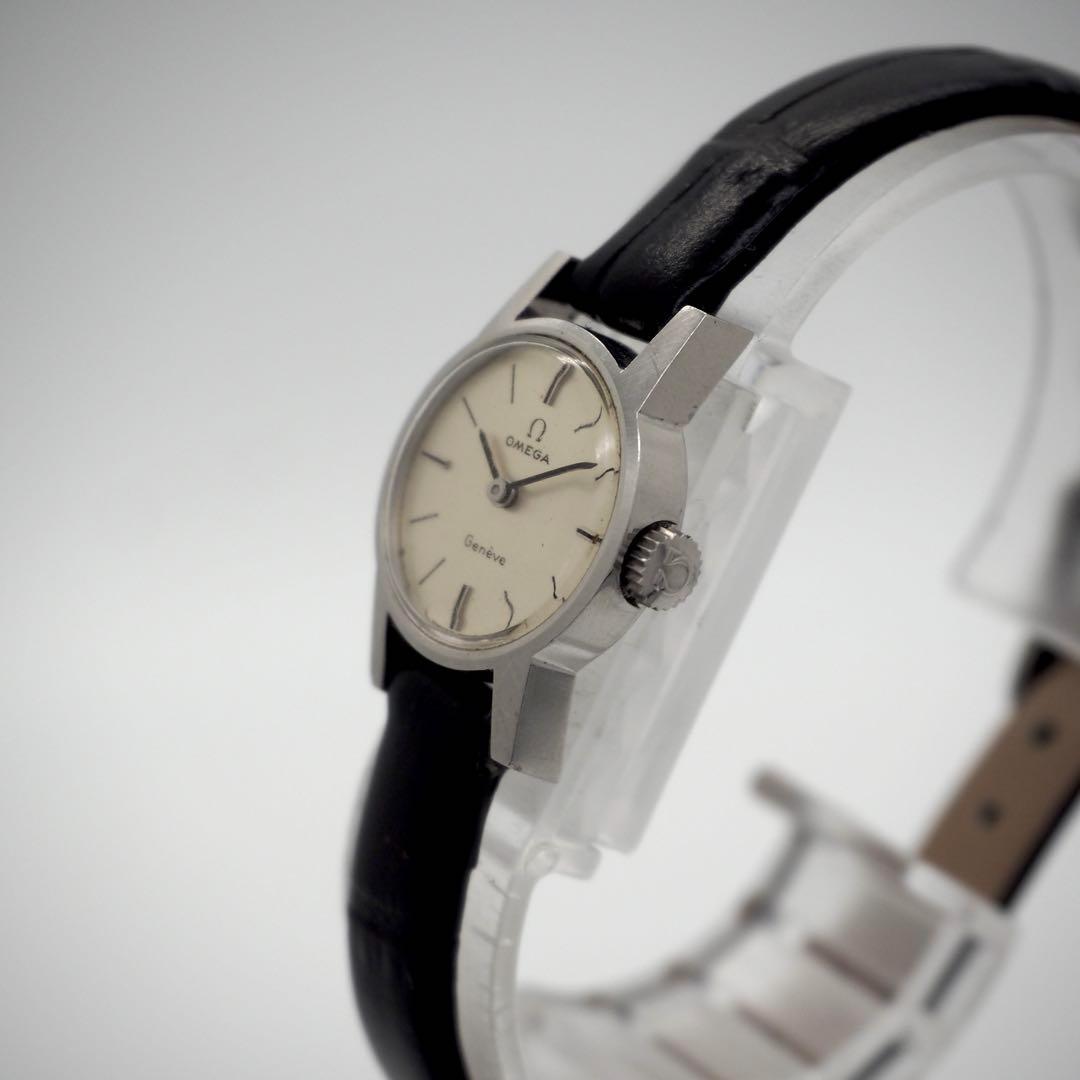144 OMEGA 時計　Genève 手巻き 新品ベルト レディース　シルバー