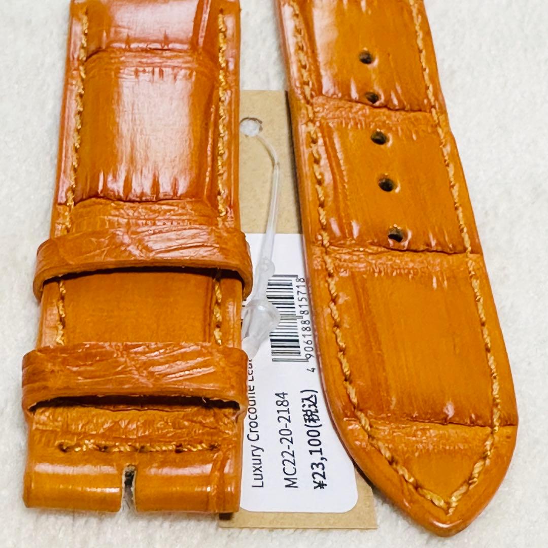 2184#22mm-20mmオレンジ★本物クロコダイル腕時計用ベルト