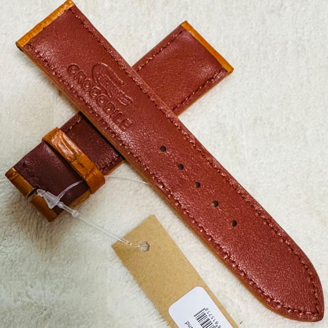 2184#22mm-20mmオレンジ★本物クロコダイル腕時計用ベルト