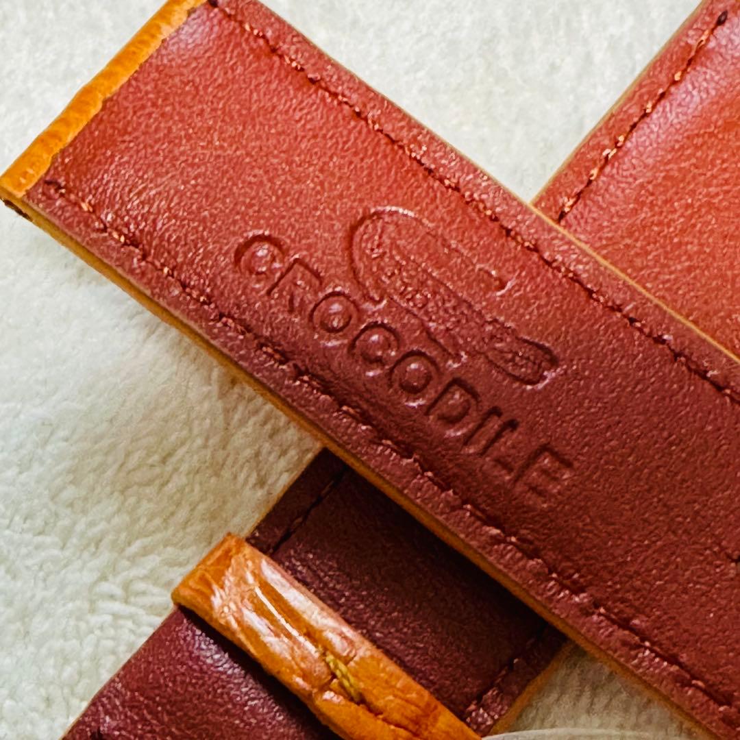 2184#22mm-20mmオレンジ★本物クロコダイル腕時計用ベルト