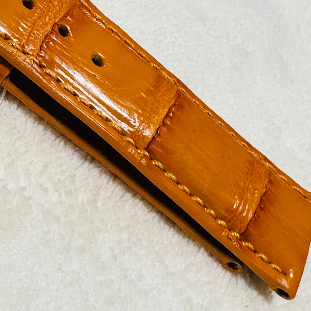 2184#22mm-20mmオレンジ★本物クロコダイル腕時計用ベルト