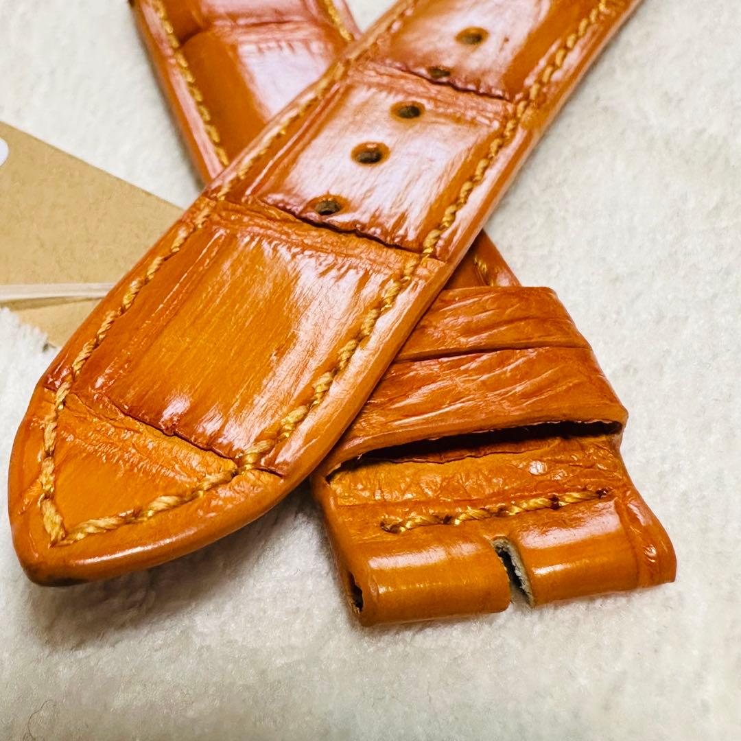 2184#22mm-20mmオレンジ★本物クロコダイル腕時計用ベルト