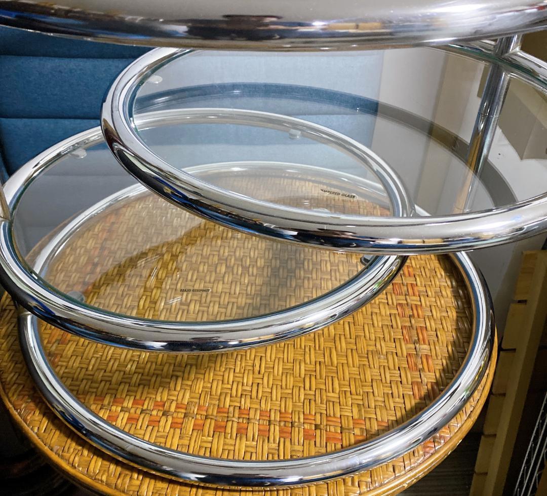 ガラステーブル 3段 丸テーブル サイドテーブル ラウンドガラステーブル