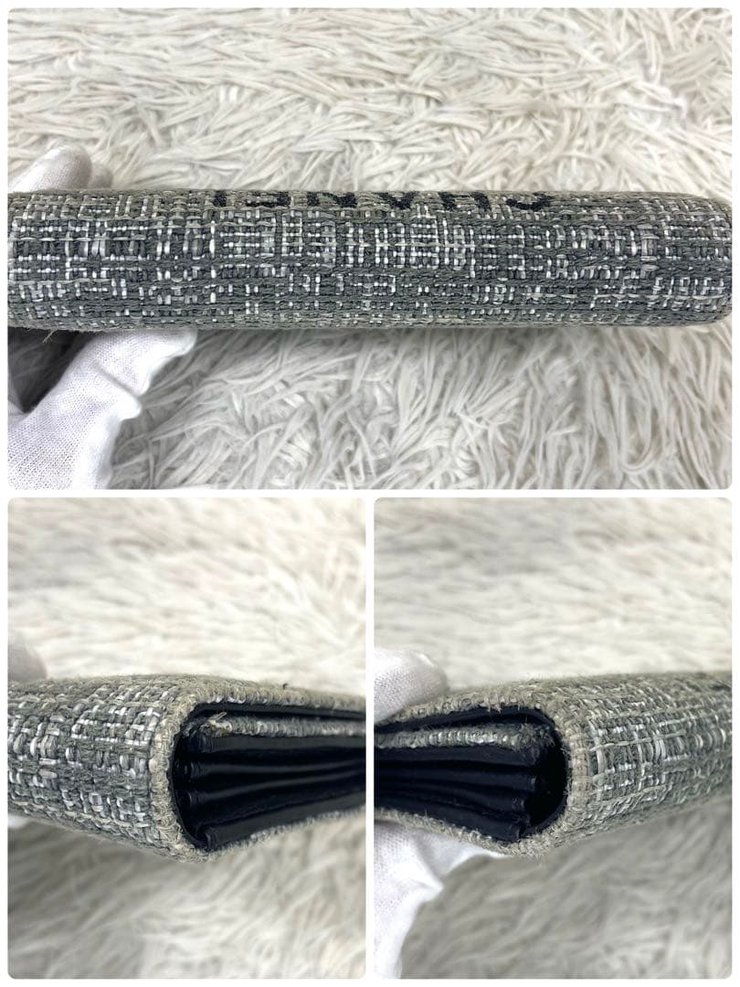 美品‼️CHANEL シャネル　長財布　ドーヴィル ツイード　ココマーク　レザー
