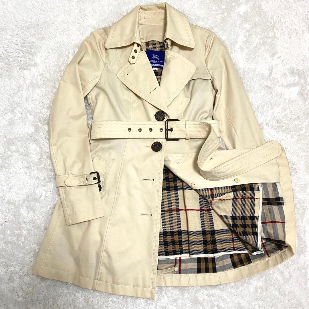 バーバリーブルーレーベル　トレンチコート　ライトベージュ　ノバチェック　38M