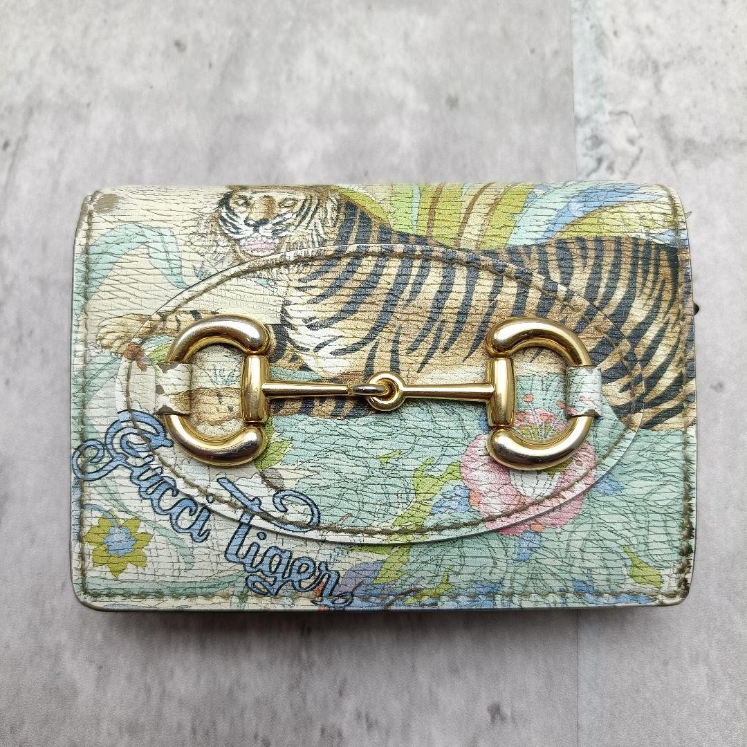 美品 限定 GUCCI タイガー ホースビット コンパクト財布 フローラ