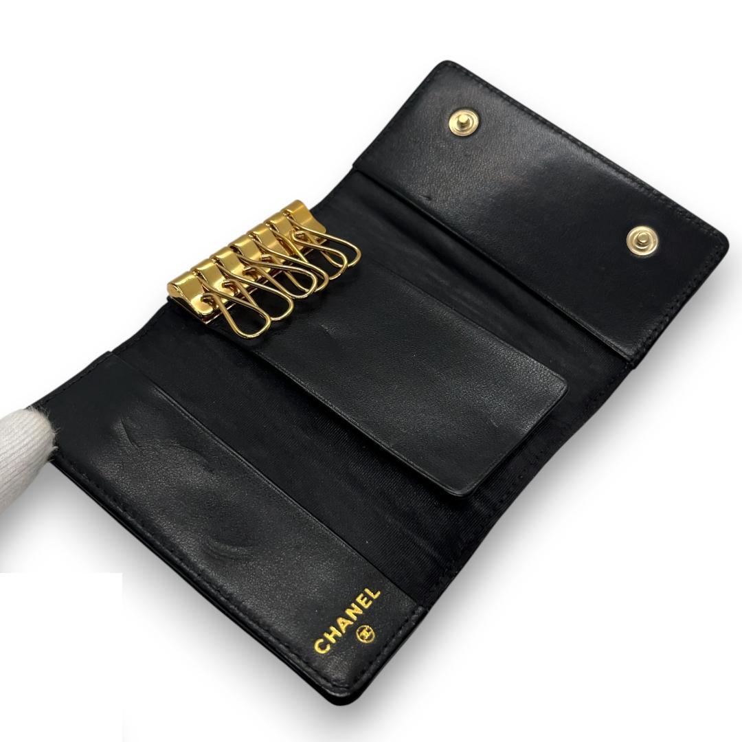 【極美品】シャネルCHANEL キャビアスキン レザー 6連キーケース カード有