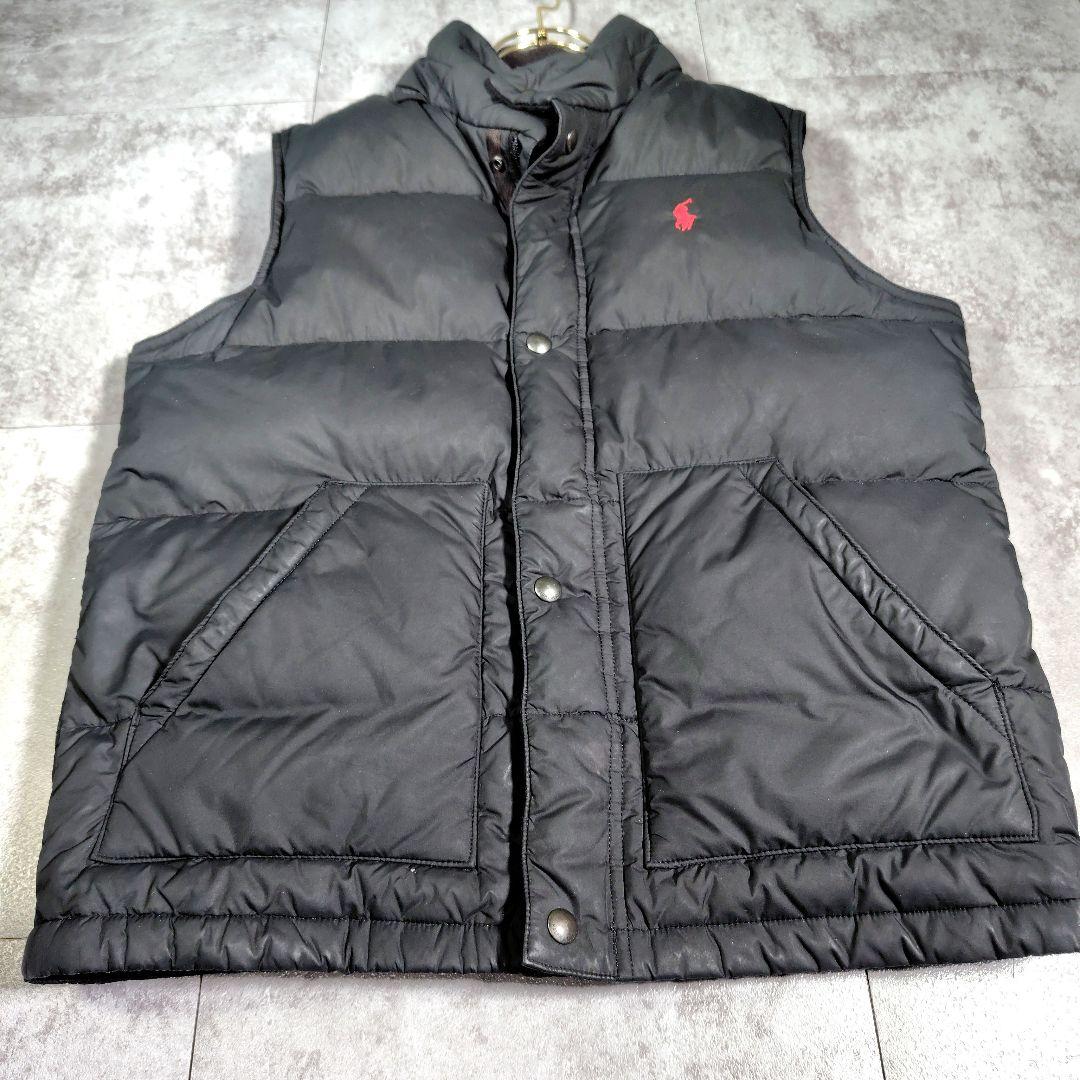 ポロ・ラルフ・ローレン レディース　ブラックダウンベスト　刺繍　12-14