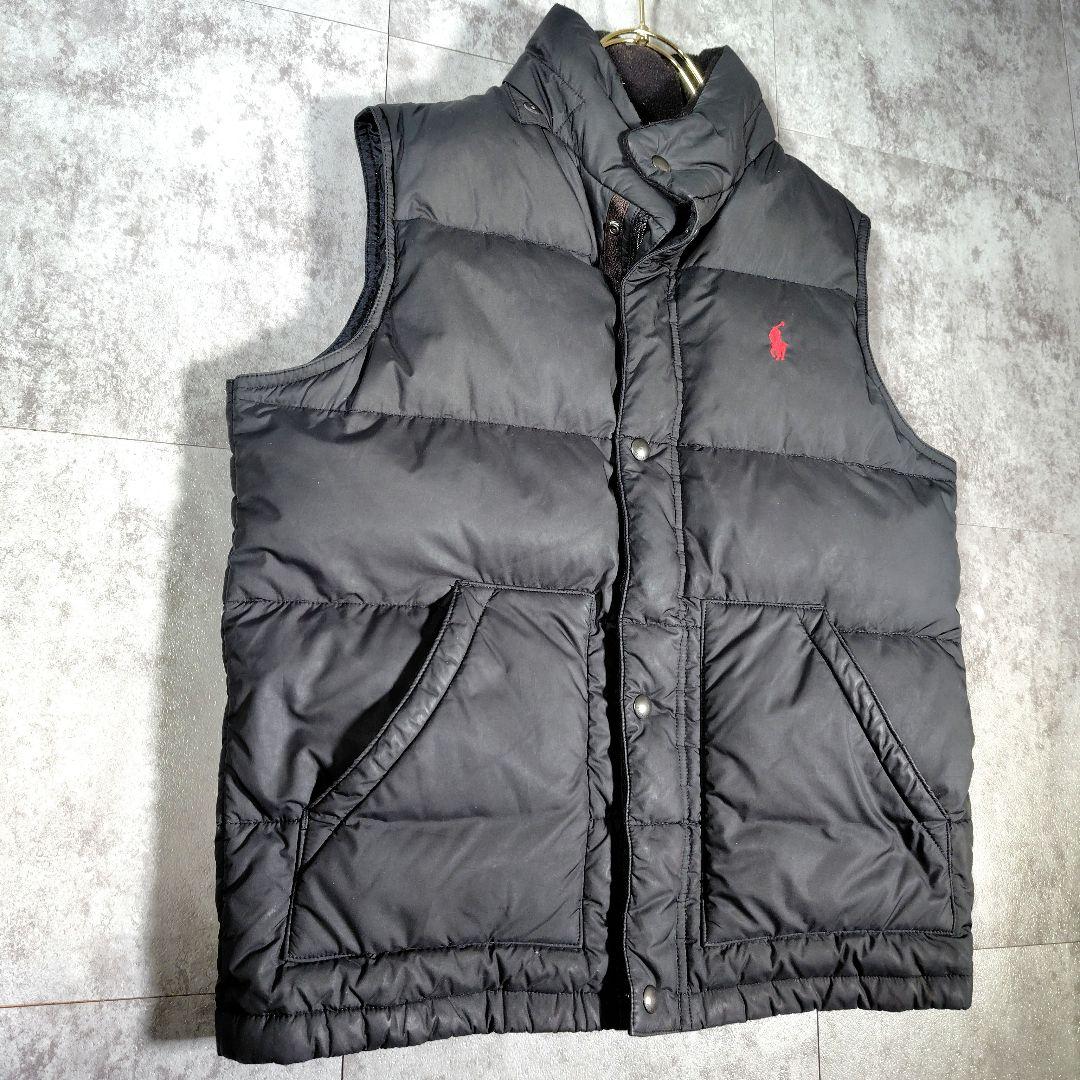 ポロ・ラルフ・ローレン レディース　ブラックダウンベスト　刺繍　12-14