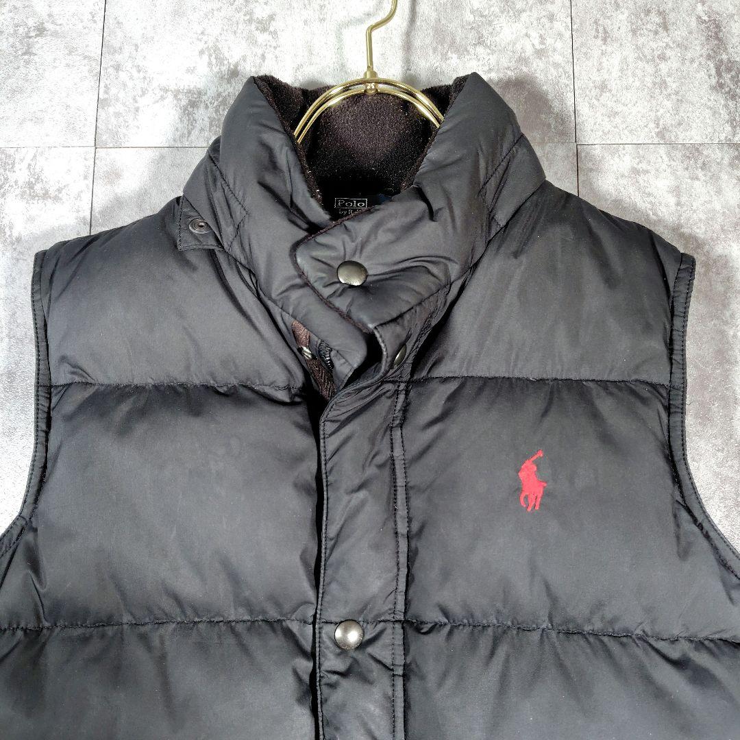 ポロ・ラルフ・ローレン レディース　ブラックダウンベスト　刺繍　12-14