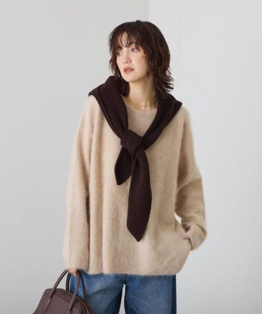 リヴドロワ ニットフード　ブラウン