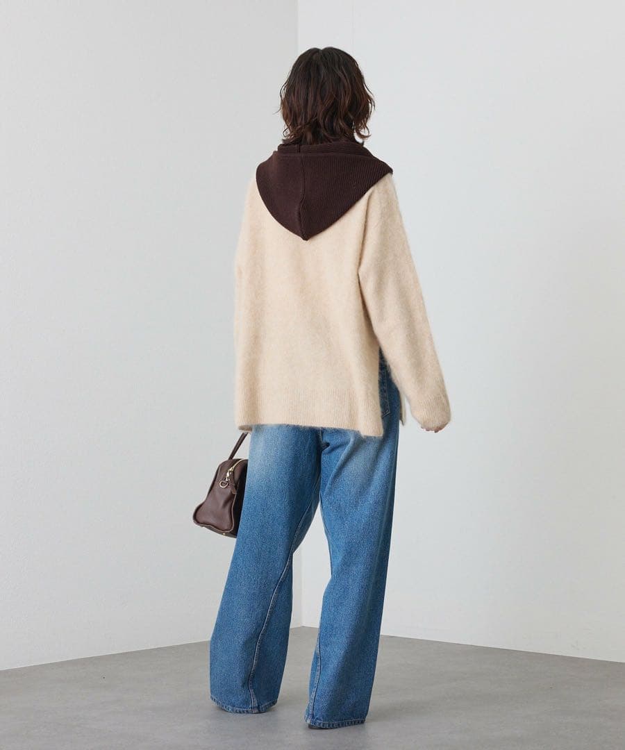 リヴドロワ ニットフード　ブラウン