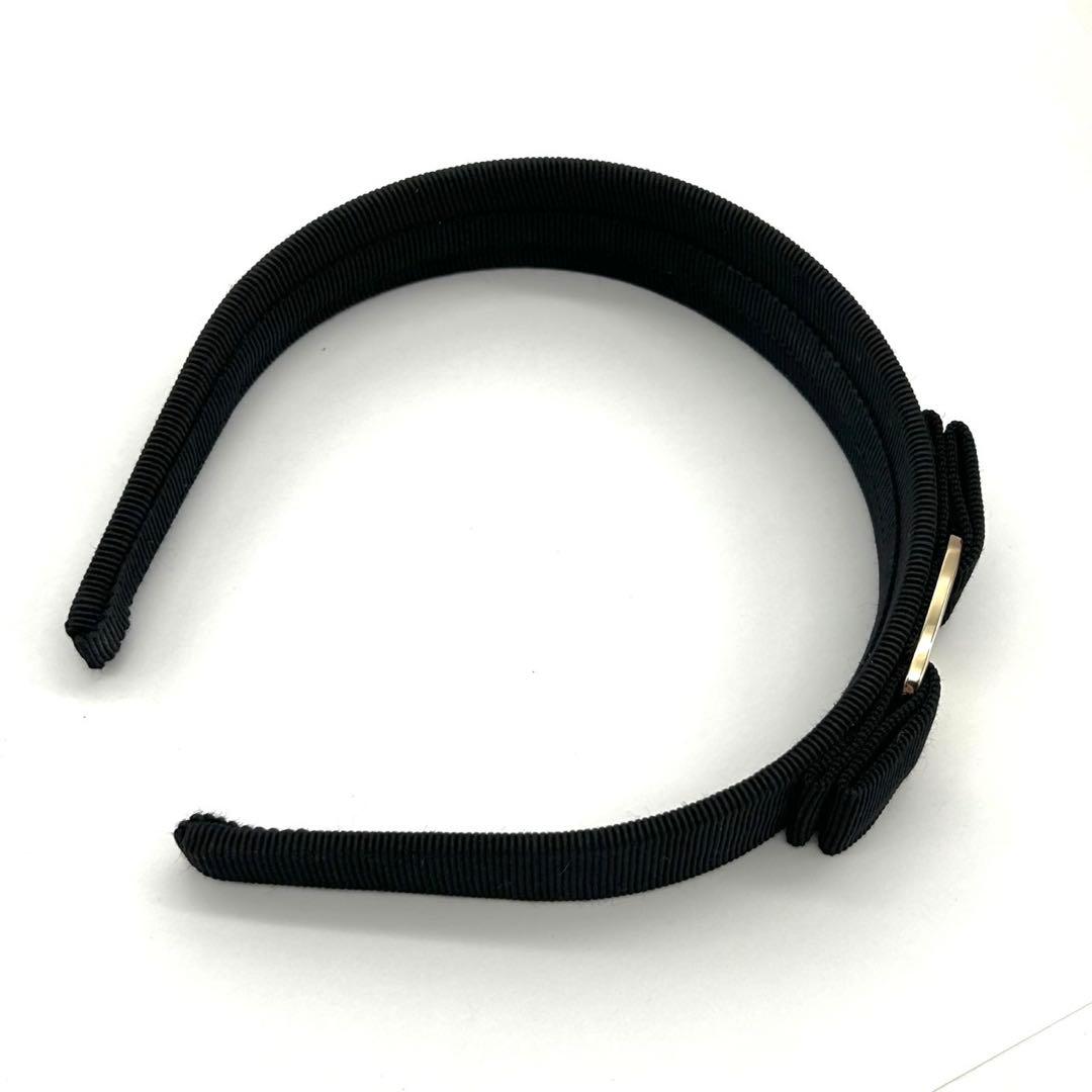 未使用 フェラガモ カチューシャ ブラック ヴァラ リボン ロゴ金具 黒色