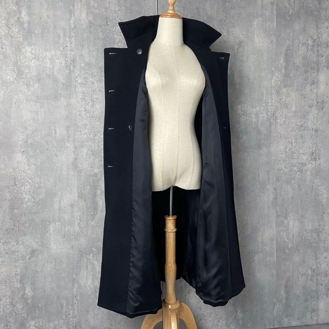 【美品】アクアスキュータム カシミア混 ロングコート ダブルブレスト 紺色 M