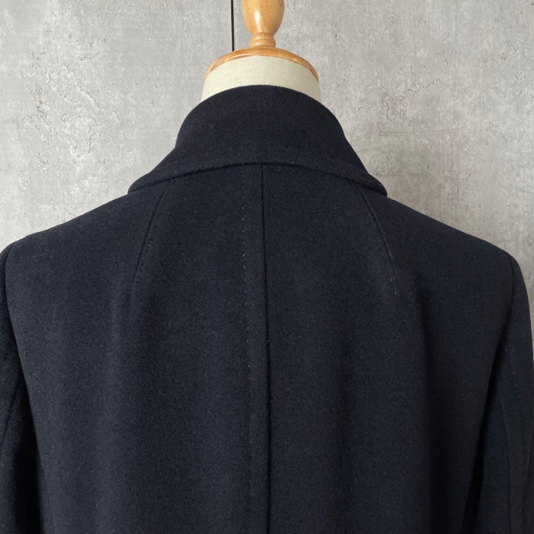 【美品】アクアスキュータム カシミア混 ロングコート ダブルブレスト 紺色 M