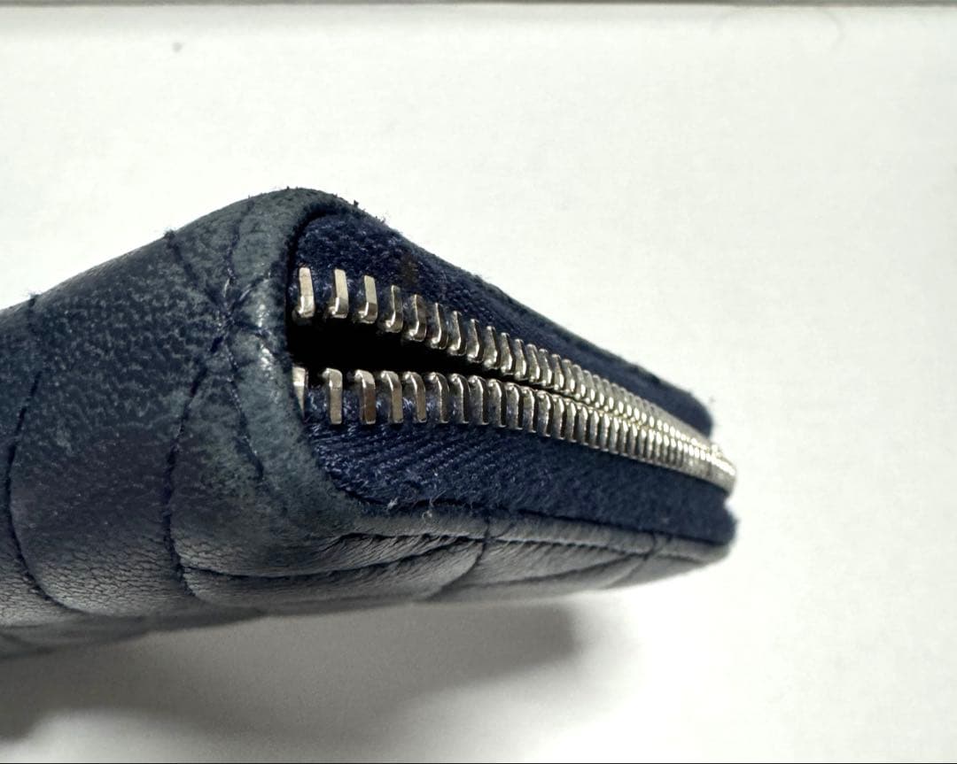 専用CHANEL ブルー シャネル ファスナー ロングウォレット　マトラッセ