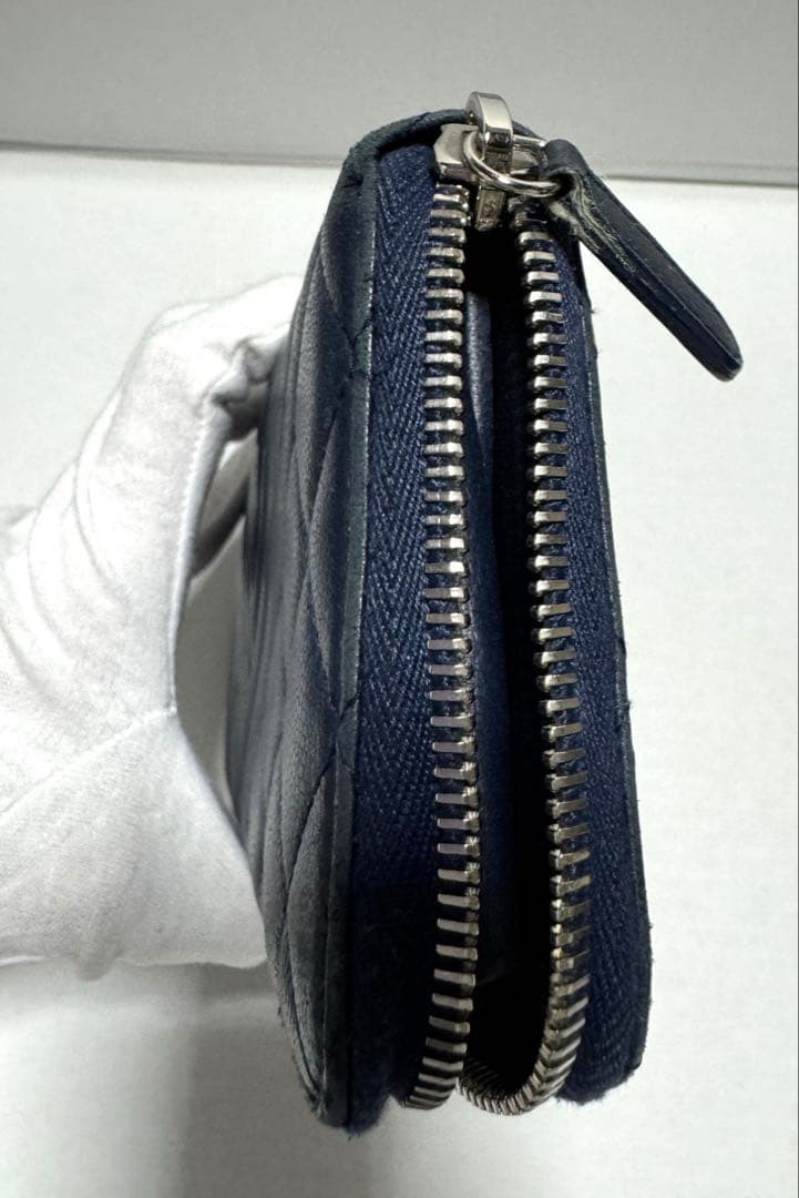 専用CHANEL ブルー シャネル ファスナー ロングウォレット　マトラッセ