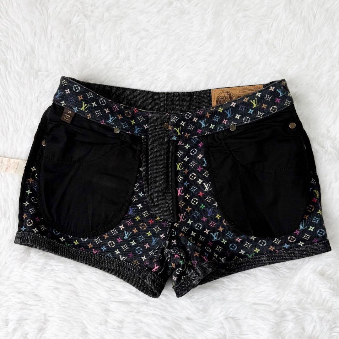 LOUIS VUITTON デニムショートパンツ モノグラム マルチカラー 36