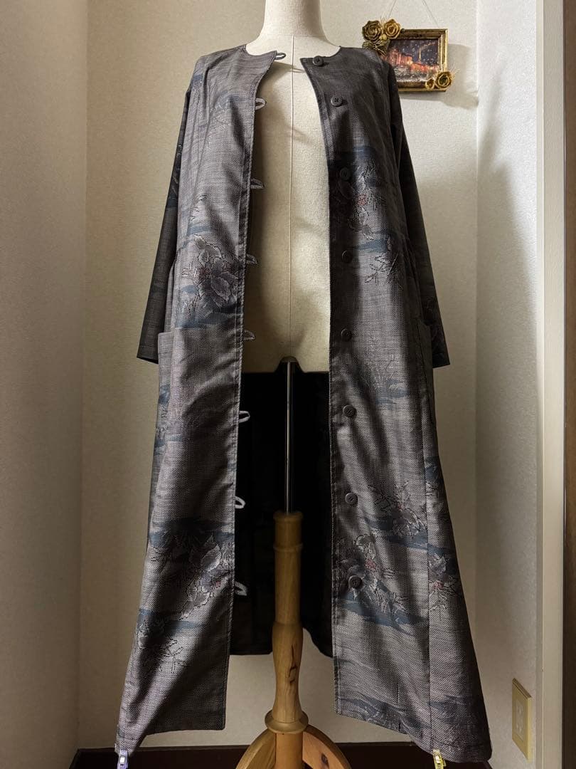 本場大島紬 羽織・ロングワンピース 泥染め 証紙