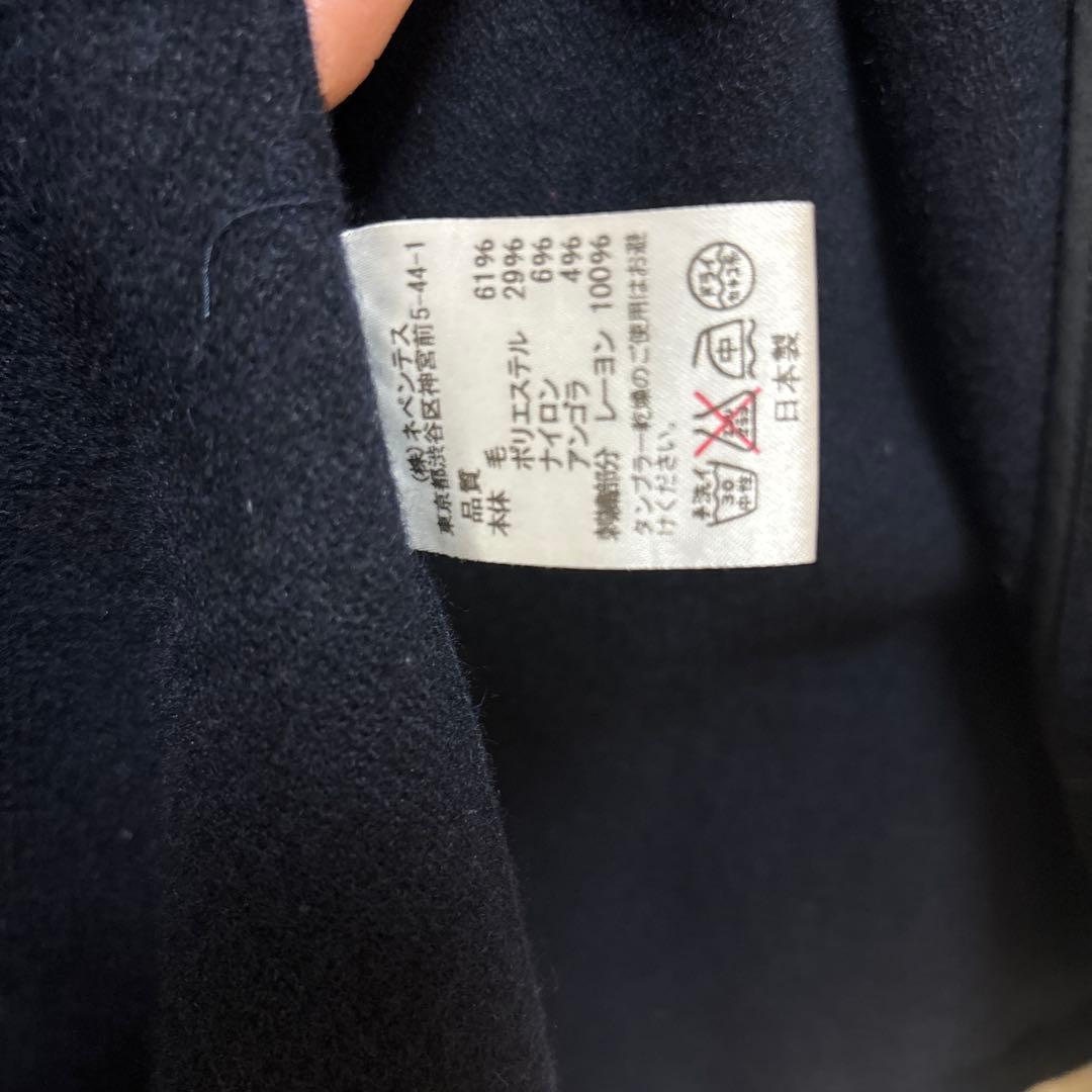 Needles　アンゴラ混　ロゴ刺繍　作務衣コート　ノーカラー　ロング　ネイビー