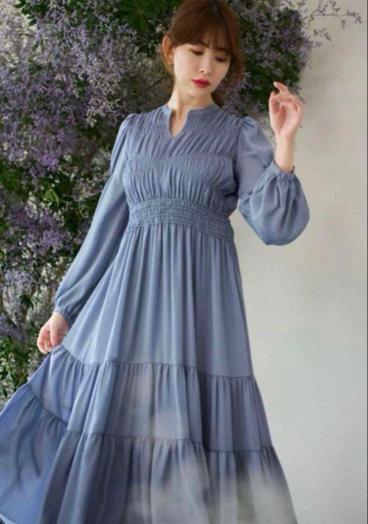 ワンピース herlipto Back Ribbon Tiered Satin Dress