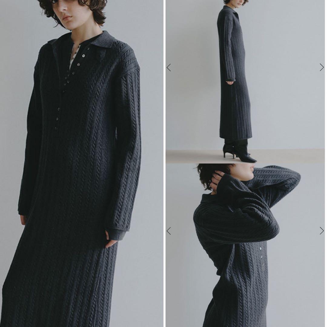 ETRE TOKYO 26SS ナローケーブルニットワンピース グレー