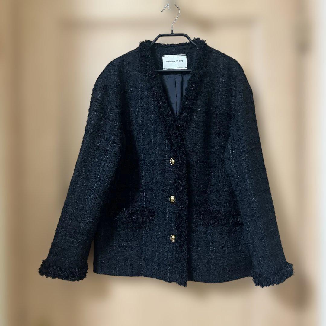 UNITED ARROWS ノーカラージャケット ブラック