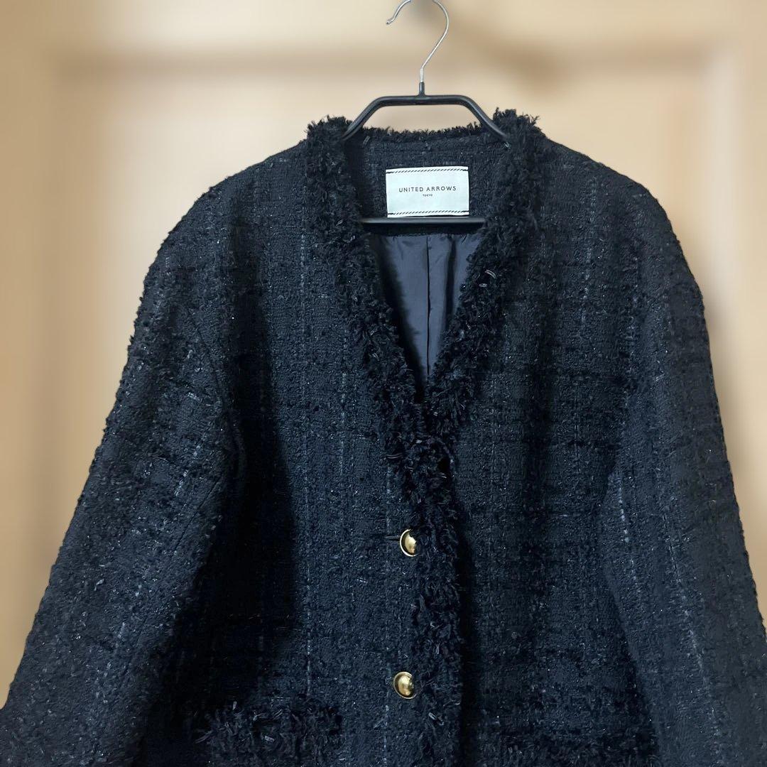 UNITED ARROWS ノーカラージャケット ブラック