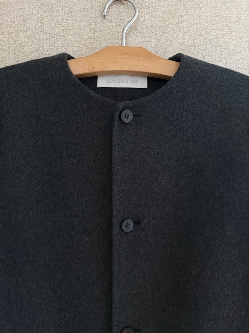 ダブルフェイス クルーネックロングコート　ロングコート