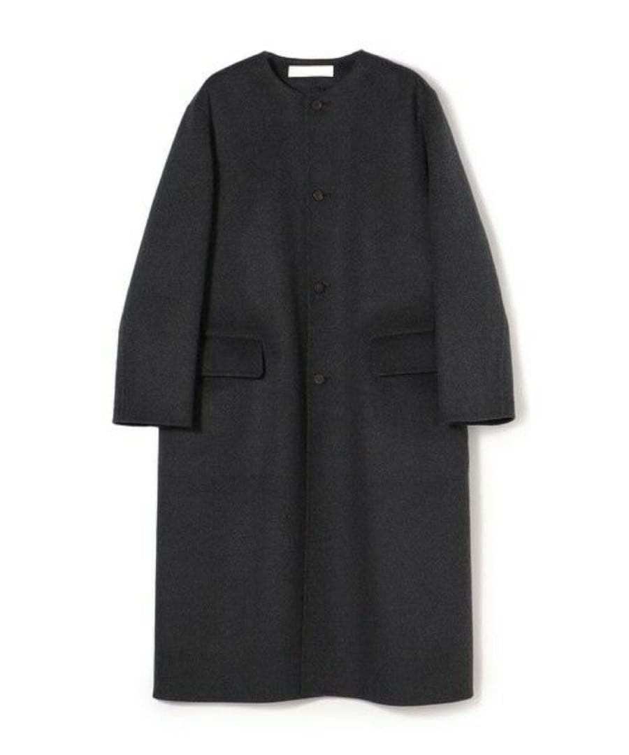 ダブルフェイス クルーネックロングコート　ロングコート