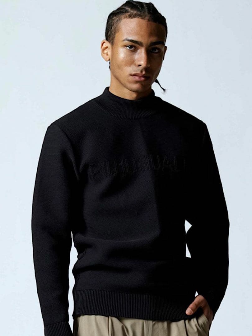 新品1PIU1UGUALE3 GOLF定価6.9万円24AWモックネックニット黒