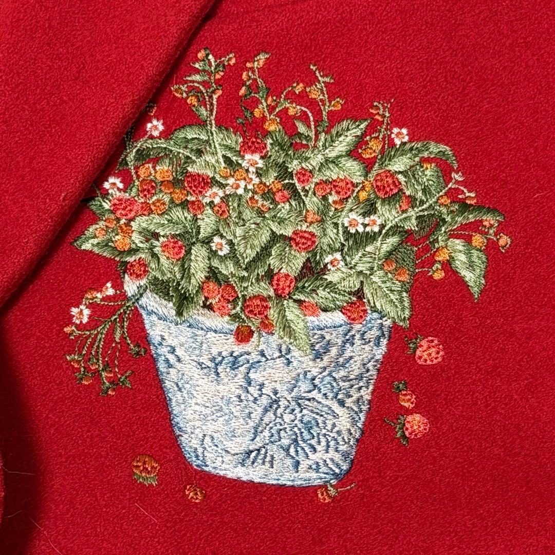 カネコイサオ　花柄刺繍ジャケット 赤　オーバーサイズ　ピンクハウス　ゆったり