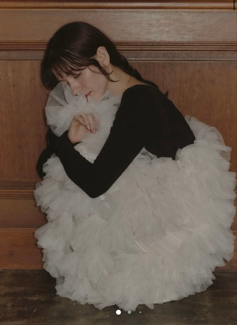 ワンピース emor ruffle tulle dress