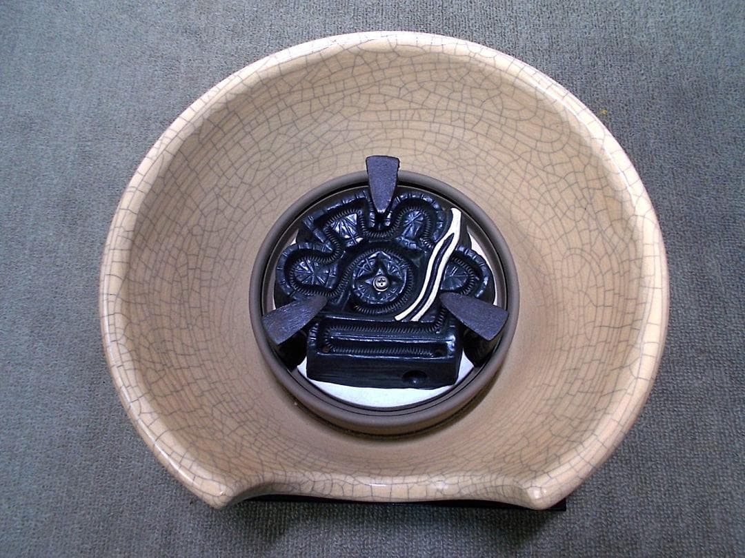 茶道具 南部霰鉄瓶 アラレ鉄瓶 薩摩枇杷色 風炉型野々田電熱器 動作品 送料込み