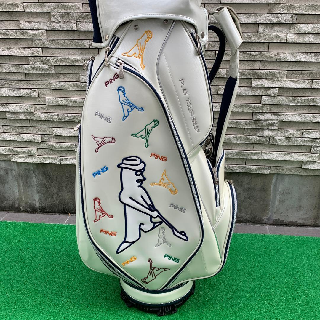 中古品 PING エナメルキャディバッグ ホワイト