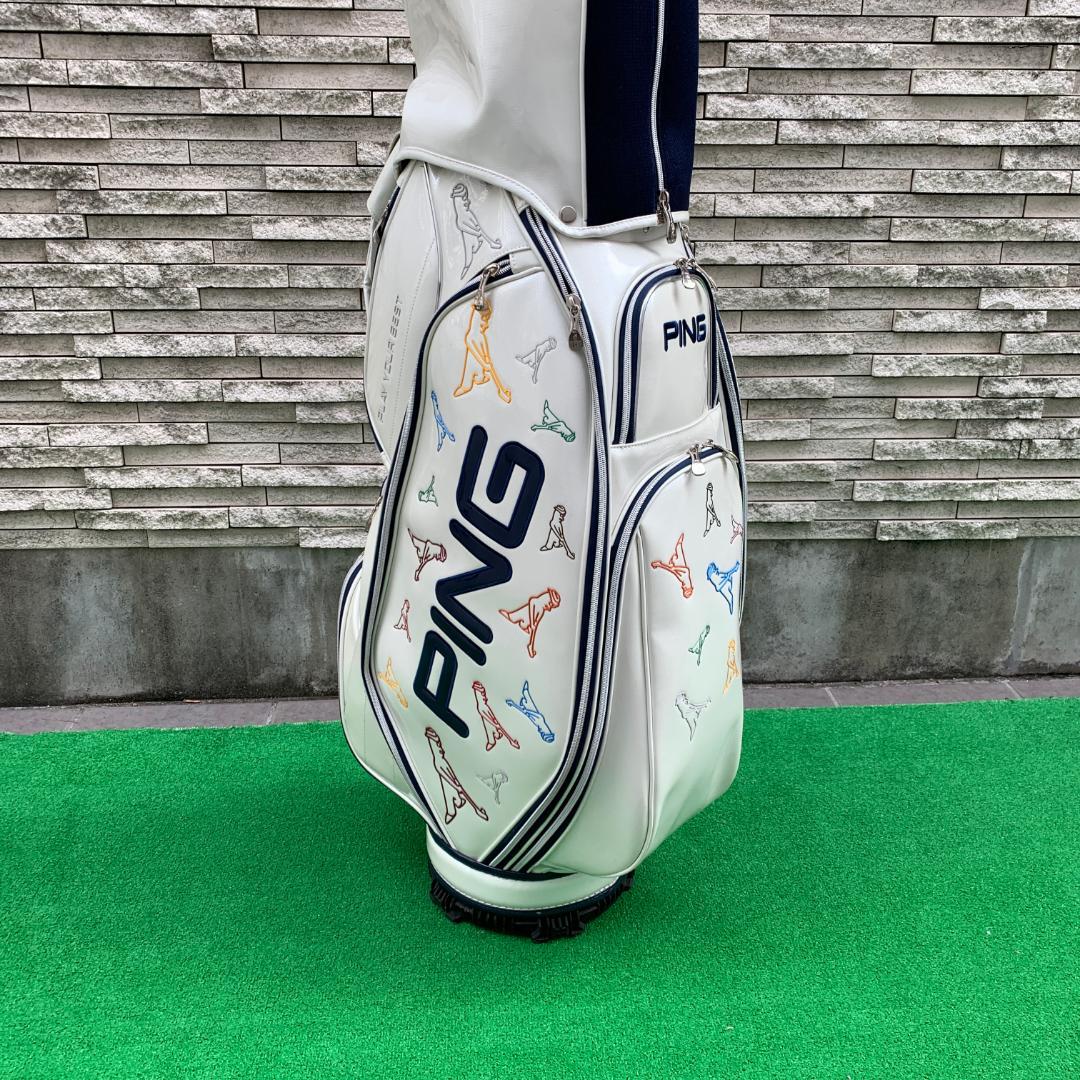 中古品 PING エナメルキャディバッグ ホワイト
