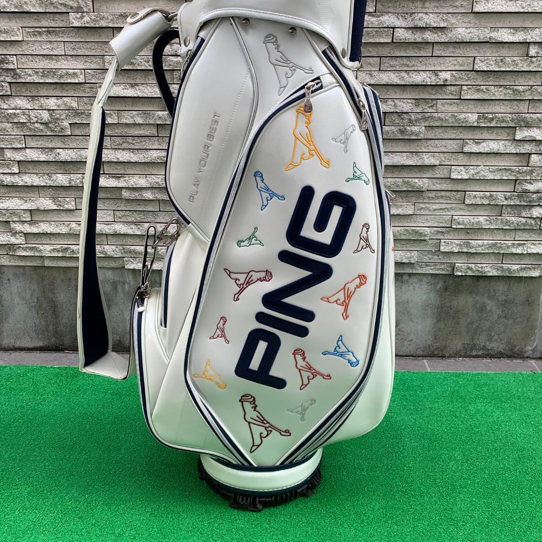 中古品 PING エナメルキャディバッグ ホワイト