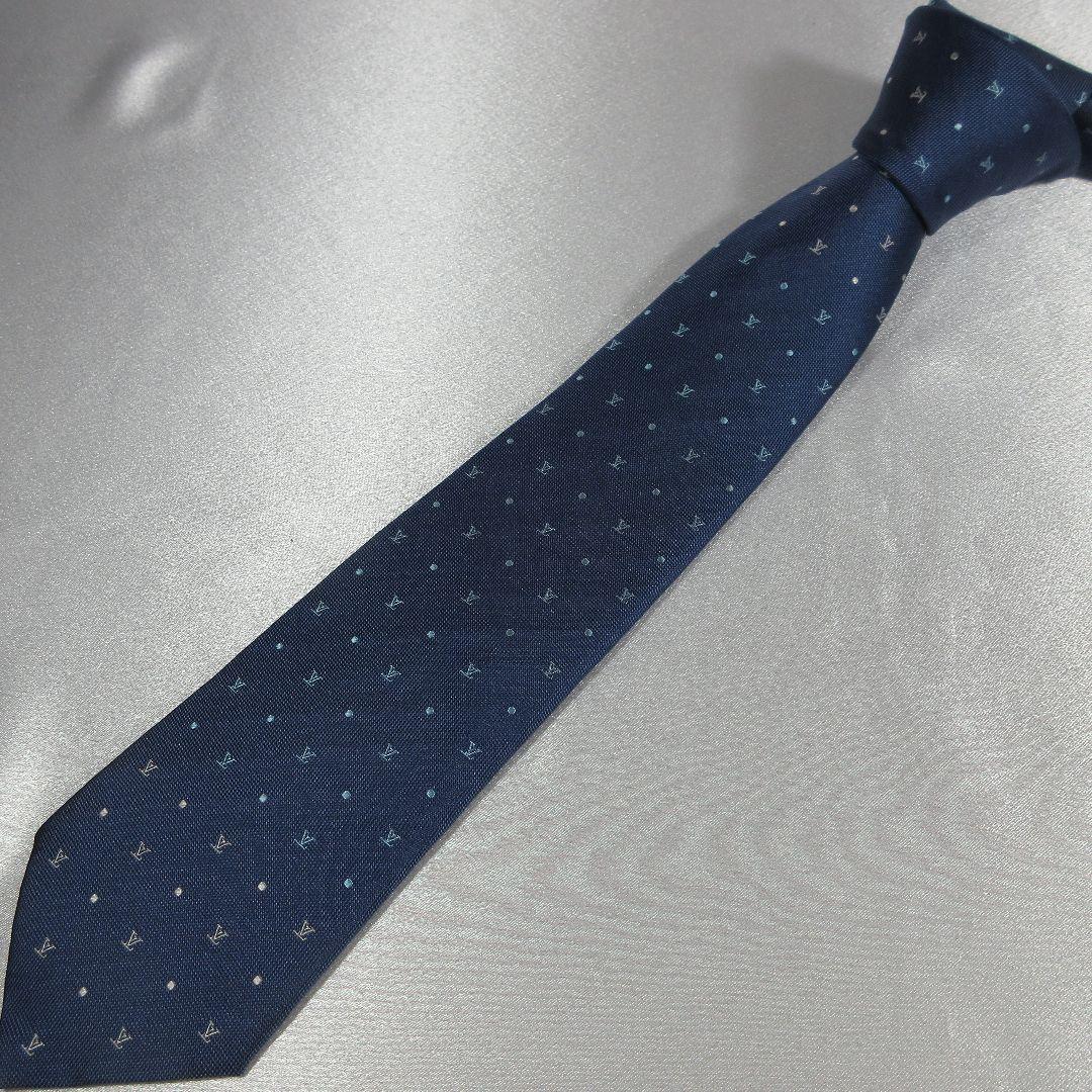 ルイヴィトン　LV　ドット　ネイビー　ネクタイ