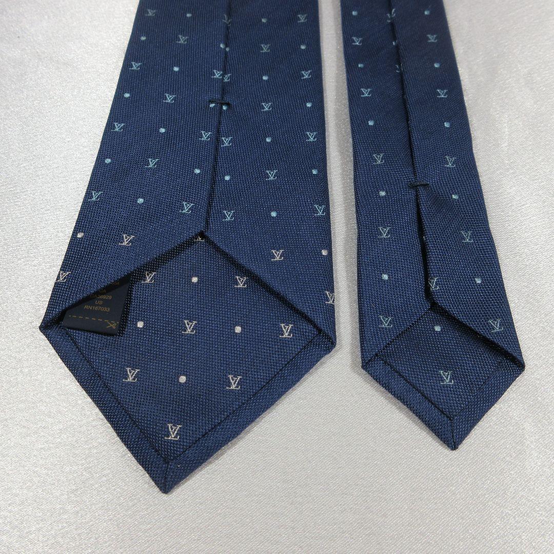ルイヴィトン　LV　ドット　ネイビー　ネクタイ