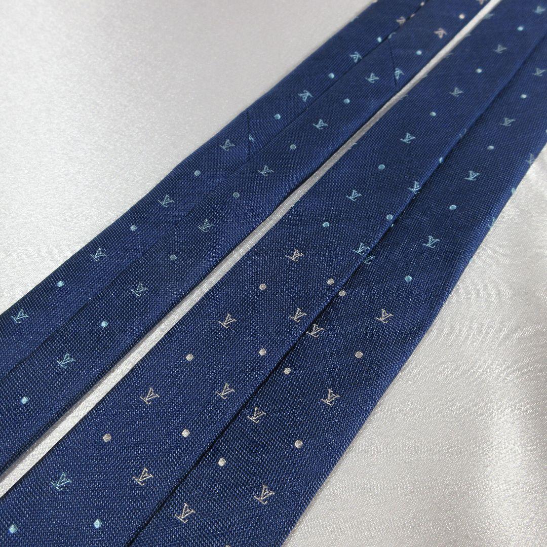 ルイヴィトン　LV　ドット　ネイビー　ネクタイ