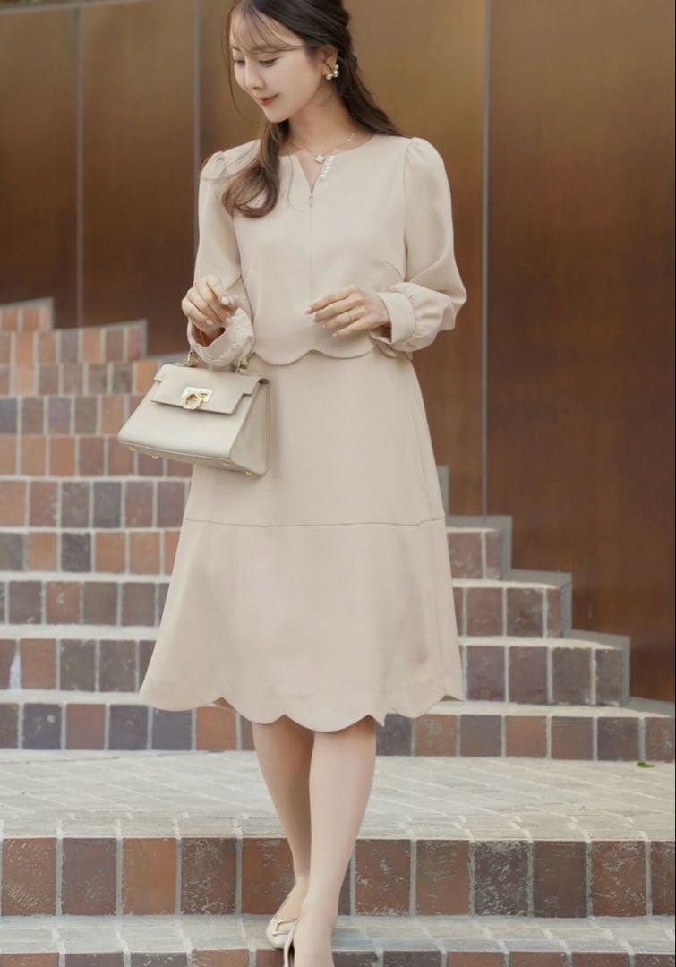 le reve Vaniller フロントファスナー スカラップ ワンピース M