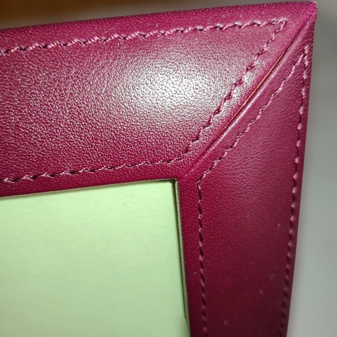 未使用品　WAKO アナログ時計とワインカラー革フォトフレームセット　動作確認済