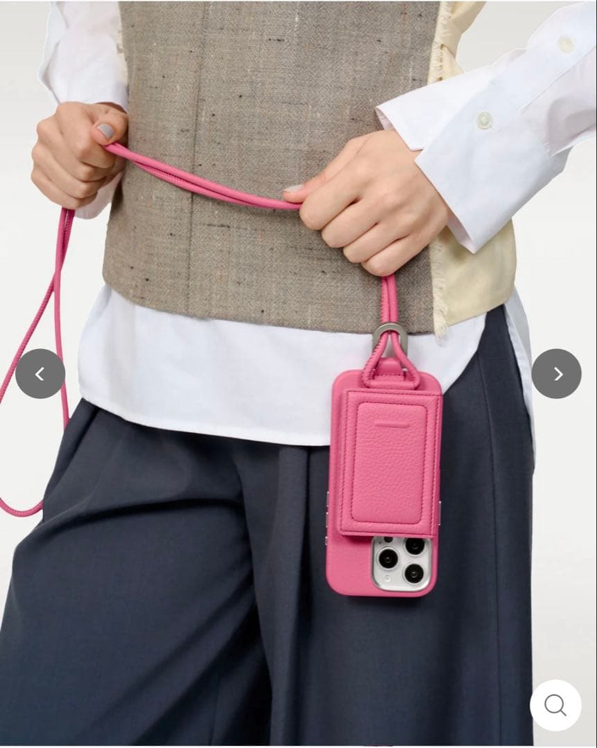 objcts.ioスマホショルダーレザーストラップ + iPhoneケースピンク