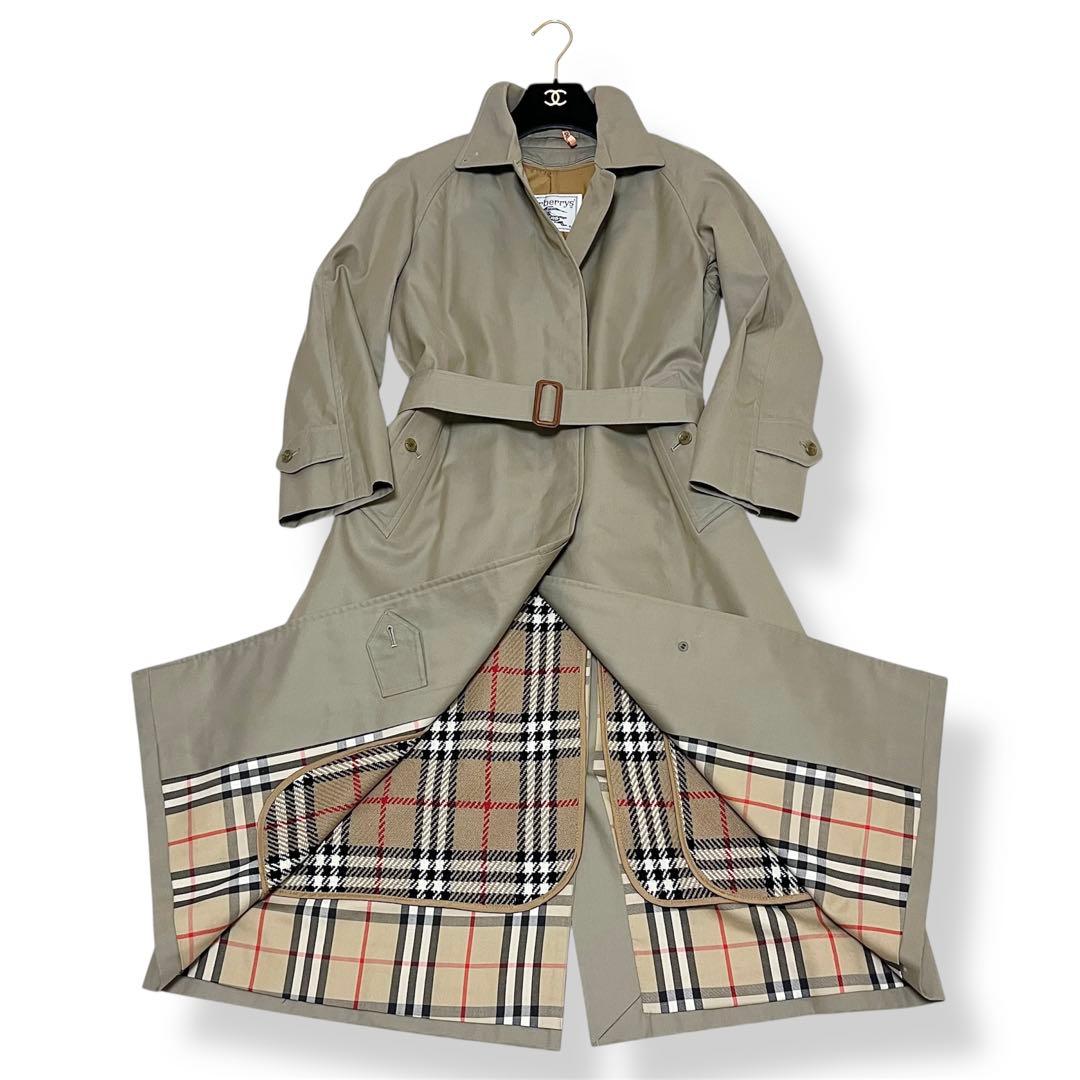 極美品✨希少バーバリー 白タグ ノバチェックステンカラーコート 玉虫色 ベルト