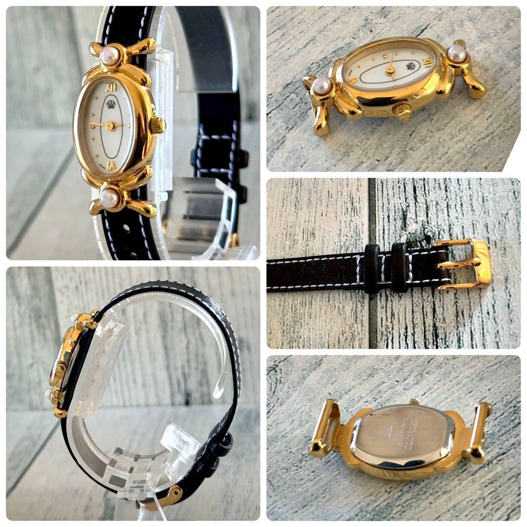 【電池交換済】MIKIMOTO ミキモト 腕時計 パール オーバル調 ゴールド