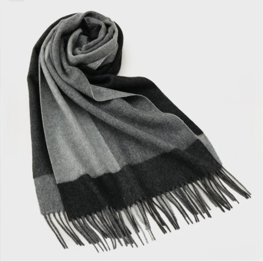 タケオキクチ　新品　メンズ　カシミアマフラー(パネル/グレー)