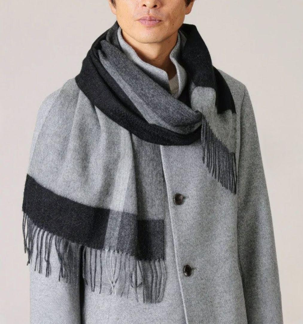 タケオキクチ　新品　メンズ　カシミアマフラー(パネル/グレー)